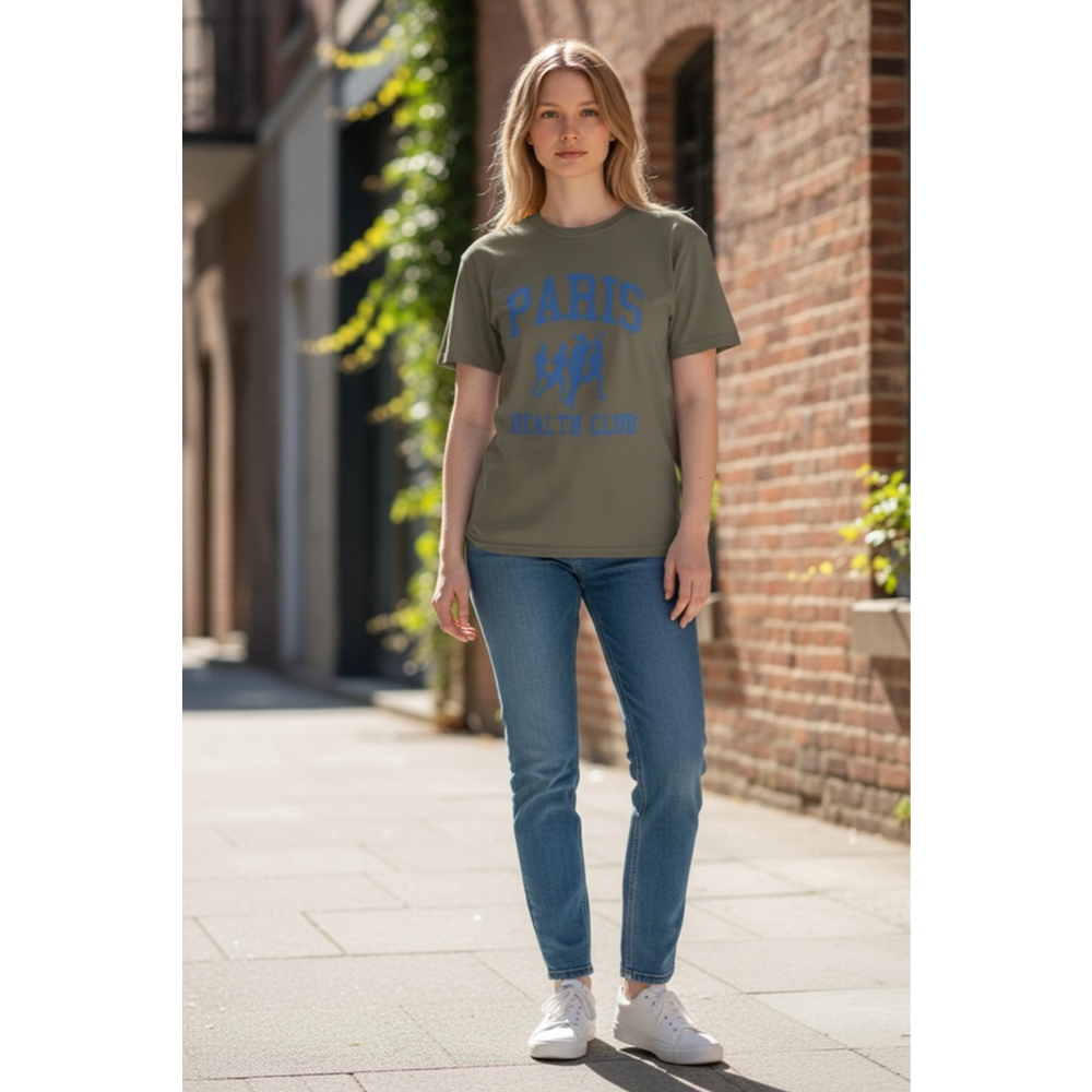 Women's Melrose Place Short Sleeve Tee L Olive Green Blue